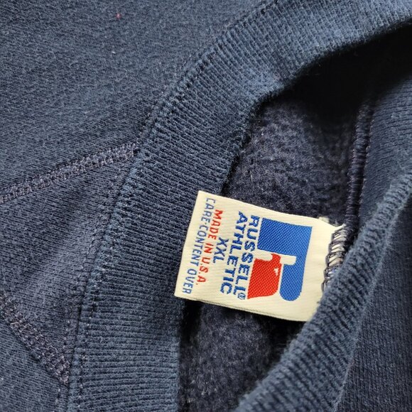 Vintage Russell Athletic Sweatshirt Adult 2XL Crewneck Blue Blank Made In USA - Picture 7 of 8